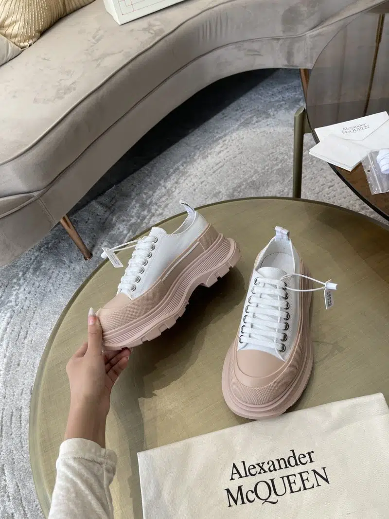 Alexander McQueen Tread Slick Lace Up White Pink Sole 1 800x1067